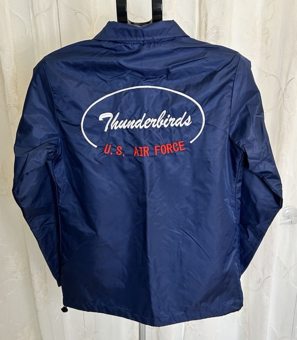 Vintage USAF Thunderbirds Air Show Windbreaker Track Jacket Blue Embroidered Med - Picture 6 of 10
